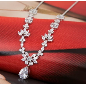 flower necklace and earrings customizable jewelry set charms crystal cz jewelry set mothers day souvenir jewelry set