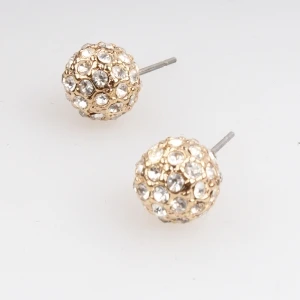 gold ball rhinestone shamballa stud earrings E30062
