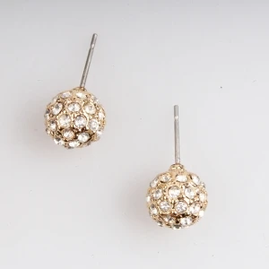 gold ball rhinestone shamballa stud earrings E30062