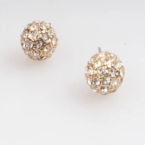 gold ball rhinestone shamballa stud earrings E30062