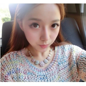 gold chain colorful hawaiian flower moonstone collar necklace