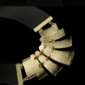 gold fashion handmade leather tatto choker necklace N90079