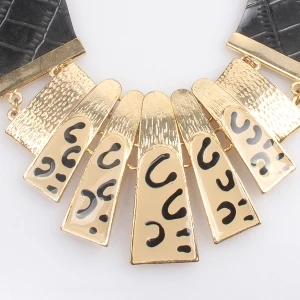 gold fashion handmade leather tatto choker necklace N90079