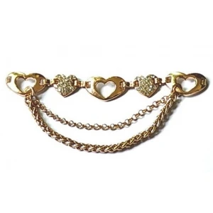 gold heart shape crystal key high heel ankle chain TS011
