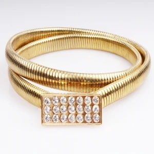 gold metal stretch ladies rhinestone dressy belt BT60011