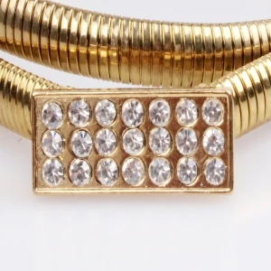 gold metal stretch ladies rhinestone dressy belt BT60011