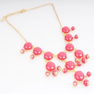 gold thin chain acrylic beads crochet costume necklace N90018