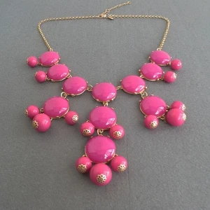 gold thin chain acrylic beads crochet costume necklace N90018