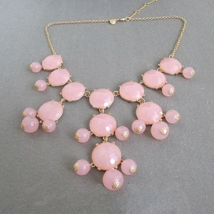 gold thin chain acrylic beads crochet costume necklace N90018