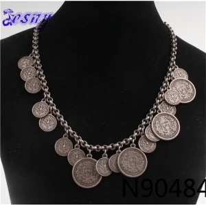 gothic spider turkish coin gold statement necklace N90484