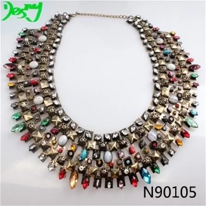 China handmade crystal colorful bead bib statement necklace N90105 manufacturer