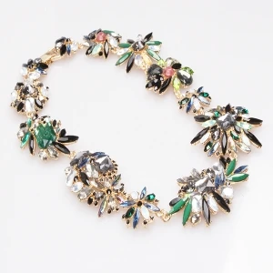handmade crystal sunflower gold statement necklace N90011