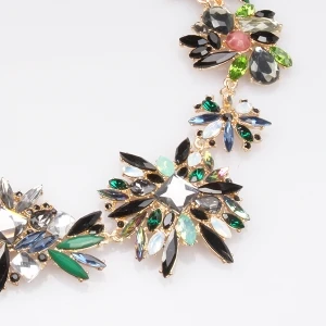 handmade crystal sunflower gold statement necklace N90011