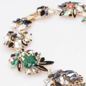 handmade crystal sunflower gold statement necklace N90011