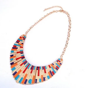 handmade ethnic tattoo choker gold statement necklace N90030