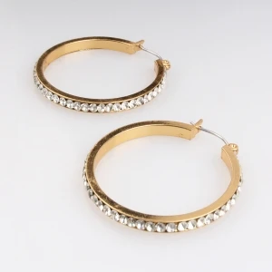ladies designs crystal avenue gold plated hoop earrings E30018