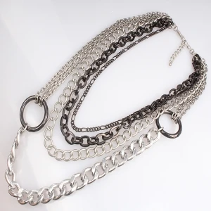 large costume alloy statement silver chain necklace N90092