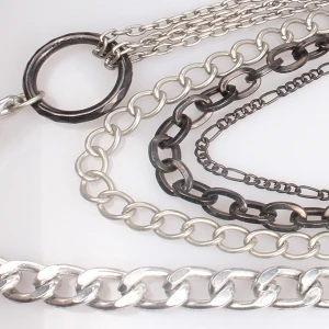 large costume alloy statement silver chain necklace N90092