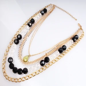 layered gold chains beads crystal sex charmed necklace N90070