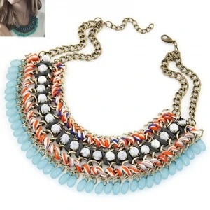 layered handmade free seed beaded braided rope necklace ZN009