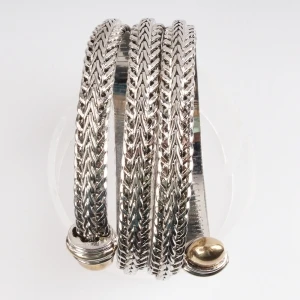 layers antique silver bangle elastic braided bracelet B10089