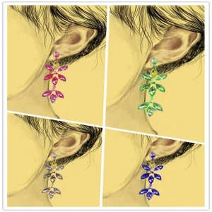 زهرة الكريستال النمساوي قطره طويلة على شكل أقراط E30011