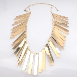 long thin chain gold bar alloy statement necklace N90088