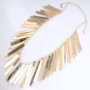 long thin chain gold bar alloy statement necklace N90088