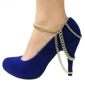 multi layers coin key rhinestone thin metal ankle chain TS007