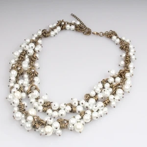 multilayer latest design pearl gold statement necklace N90029