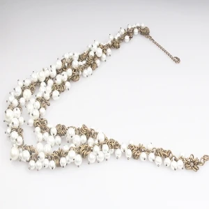 multilayer latest design pearl gold statement necklace N90029