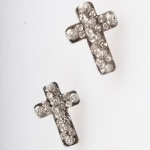 中国 punk women and men silver rivet cross crystal stud earrings E30054 メーカー
