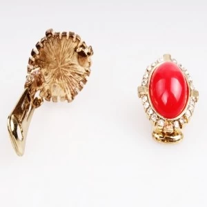 China red gemstone diamond vintage wholesale clip on earrings E30031 manufacturer