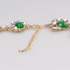 resin flower crystal bead gold statement necklace N90006