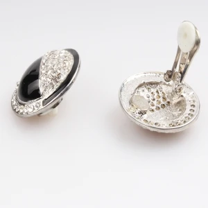 rhinestone round button wholesale clip on earrings E30025