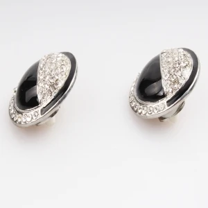 rhinestone round button wholesale clip on earrings E30025