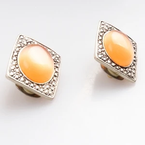 round button moonstone wholesale clip on earrings E30020