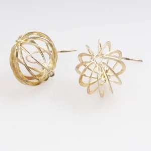 round shaped turkish gold fancy ear piercing earrings E30043