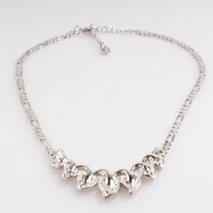 silver broken heart rhinestone choker necklace N90469