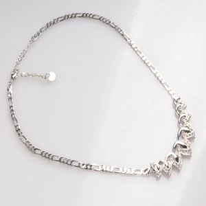 silver broken heart rhinestone choker necklace N90469