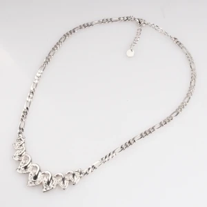 silver broken heart rhinestone choker necklace N90469