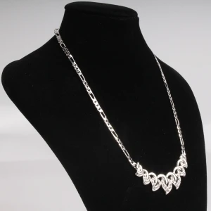 silver broken heart rhinestone choker necklace N90469