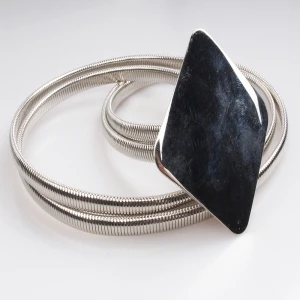 silver chain jewelry flat flex elastic waist belt BT60017