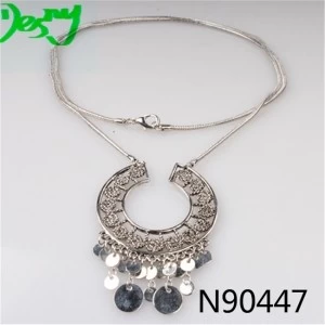중국 silver coin flower vintage boutique pendant necklace N90447 제조업체