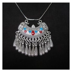 Китай silver ethnic tatoo elastic beaded pendant necklace TBN005 производителя
