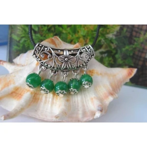 silver ethnic tatoo elastic beaded pendant necklace TBN005