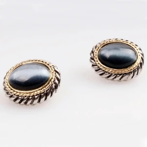 silver jhumka colorful moonstone clip on earrings E30027