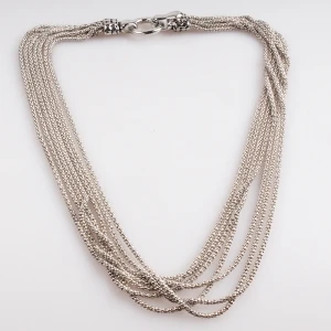 silver layers thin titanium ball chain necklace N90409