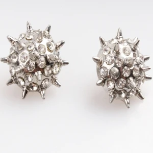 silver rivet rhinestone punk men s stud earrings E30053