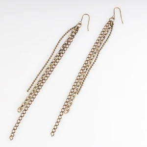 simple design cheap china brass chains hanging earrings E30064